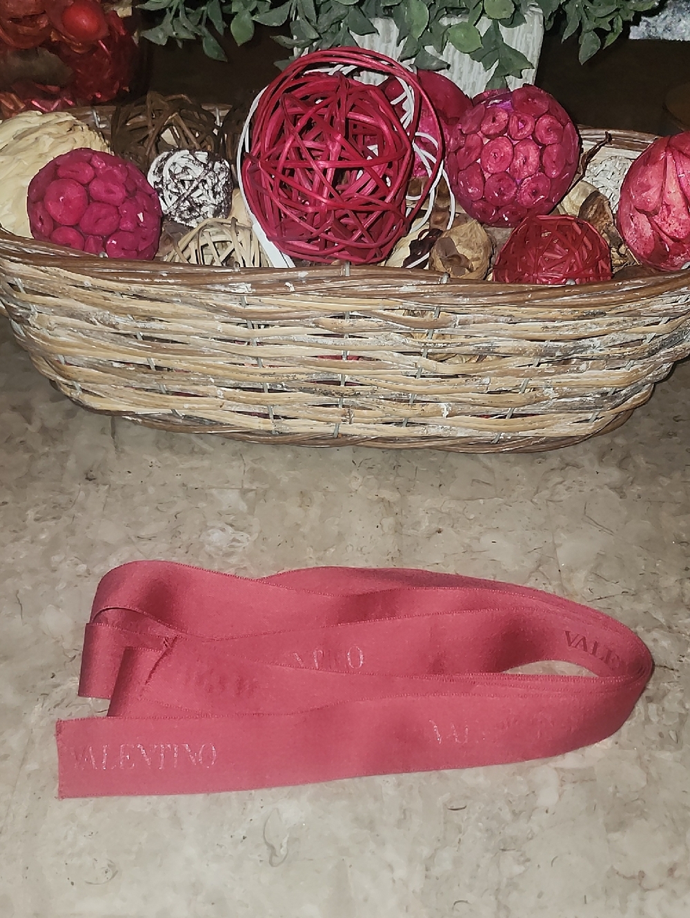 Valentino rose pink silk ribbon with logo
